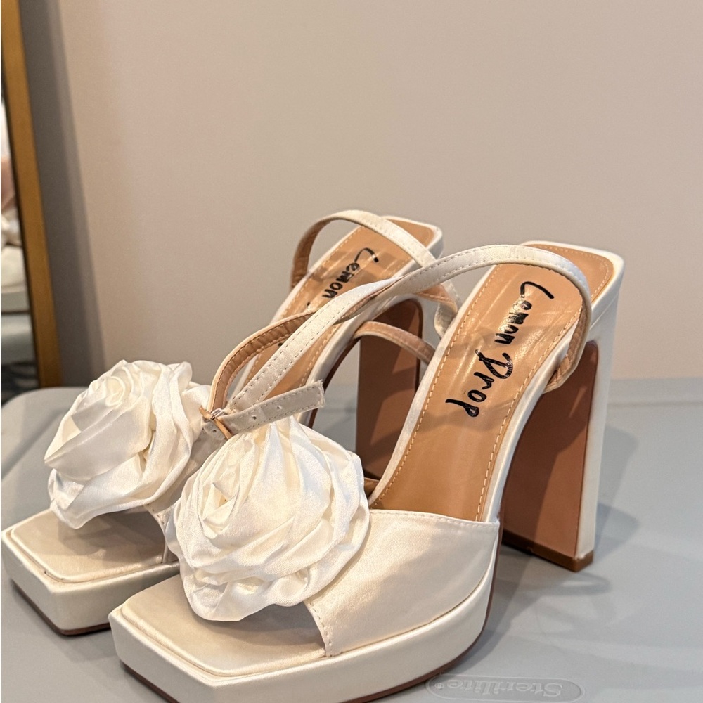 White bridal heels - lemon drop